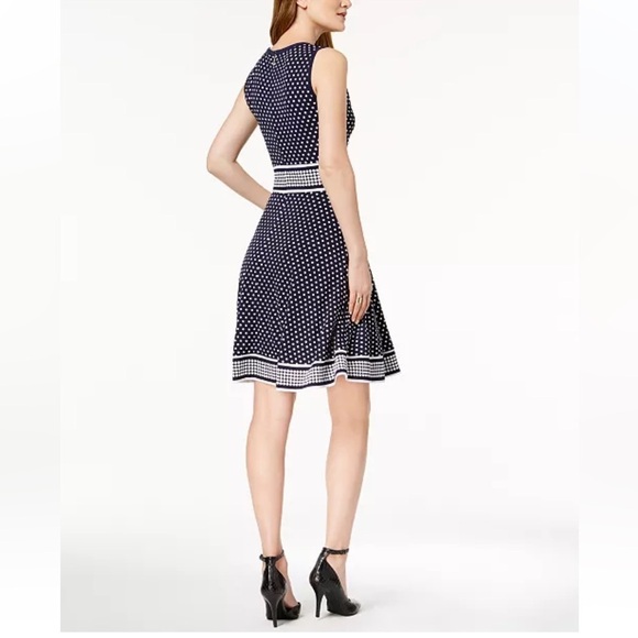MICHAEL Michael Kors Dot-Print Shift Dress Navy White S - Picture 3 of 13